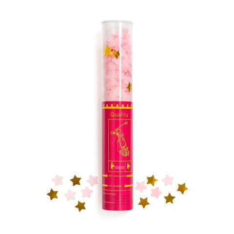 Import - Tun de Confetti, Flippy, 40 cm, Model Stelute din Folie si Hartie, Ambalaj PET, Roz