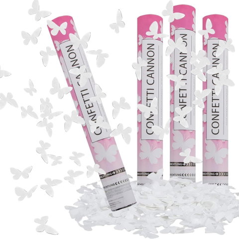 Import - Tun de Confetti, Flippy, Confetti Cannon 40 cm, Model Fluturi din Hartie, Alb