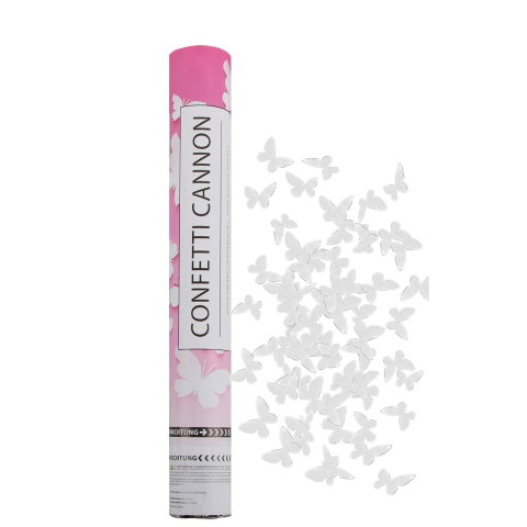 Import - Tun de Confetti, Flippy, Confetti Cannon 40 cm, Model Fluturi din Hartie, Alb
