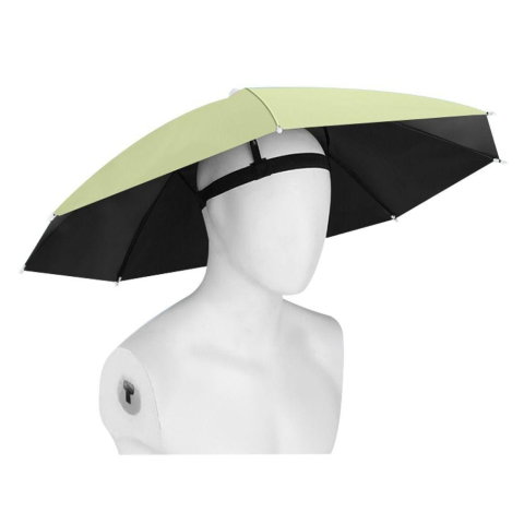 Import - Umbrela de Cap, Flippy, Diametru 69 cm, Banda Elastica de Cap, Protectie UV/Ploaie, Verde Matcha