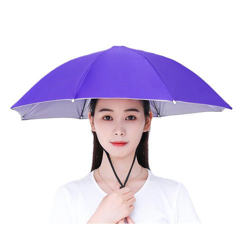 Import - Umbrela de Cap, Flippy, Diametru 69 cm, Snur Reglabil de Cap, Protectie UV/Ploaie, Mov