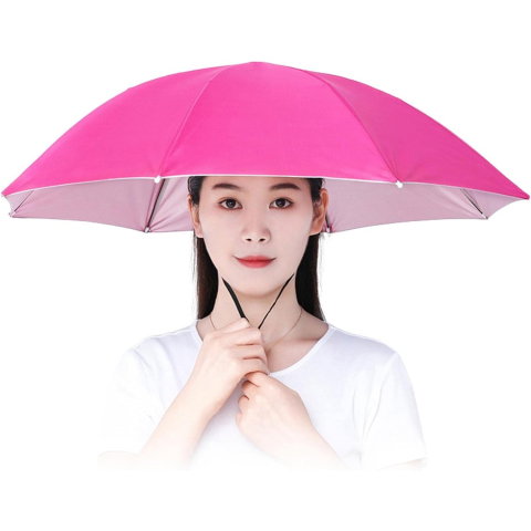 Import - Umbrela de Cap, Flippy, Diametru 69 cm, Snur Reglabil de Cap, Protectie UV/Ploaie, Roz