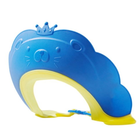 TeoMarket - Viziera de Protectie Baie Pentru Copii, Fippy, Model Coronita Leu, Dimensiune ajustabila, Durabil, Usor de curatat, Impotriva Samponului, pentru Ochi si Urechi, TPE+PP, 21x20.5 cm, Albastru