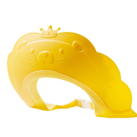 TeoMarket - Viziera de Protectie Baie Pentru Copii, Fippy, Model Coronita Leu, Dimensiune ajustabila, Durabil, Usor de curatat, Impotriva Samponului, pentru Ochi si Urechi, TPE+PP, 21x20.5 cm, Galben