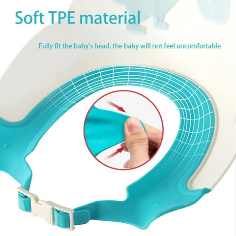 TeoMarket - Viziera de Protectie Baie Pentru Copii, Fippy, Model Hipopotam, Dimensiune ajustabila, Durabil, Usor de curatat, Impotriva Samponului, pentru Ochi si Urechi, TPE+PP, 22x21 cm, Albastru