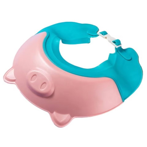 TeoMarket - Viziera de Protectie Baie Pentru Copii, Fippy, Model Purcelus, Dimensiune ajustabila, Durabil, Usor de curatat, Impotriva Samponului, pentru Ochi si Urechi, TPE+PP, 23x23 cm, Roz