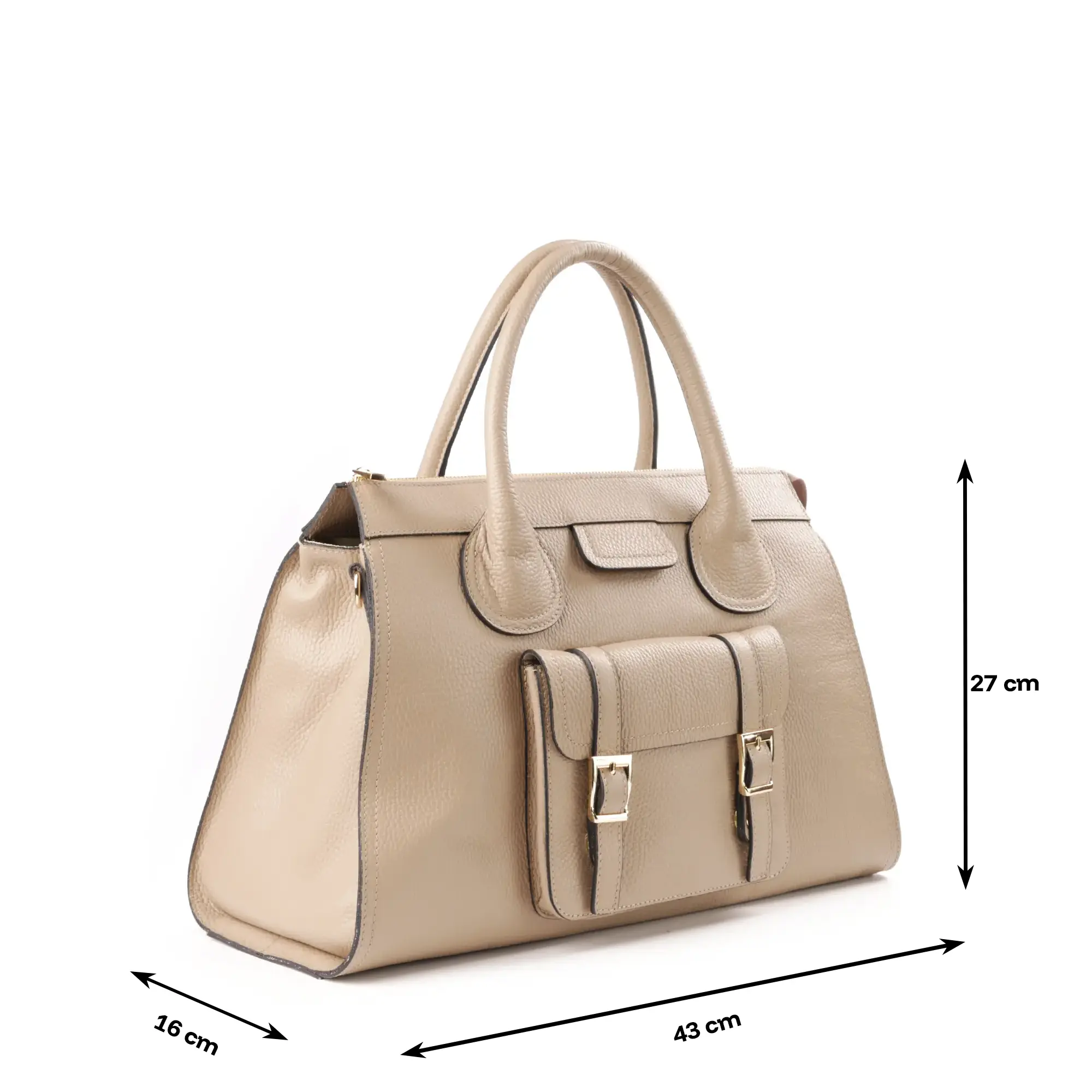 Geanta de dama mare din piele naturala Elara Large culoare Bej [3]