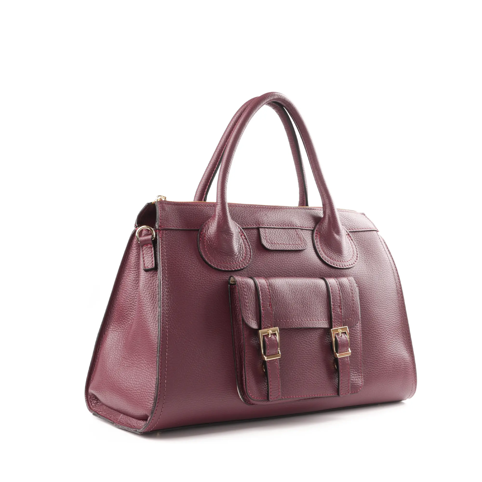 Geanta de dama mare din piele naturala Elara Large culoare Bordo [4]