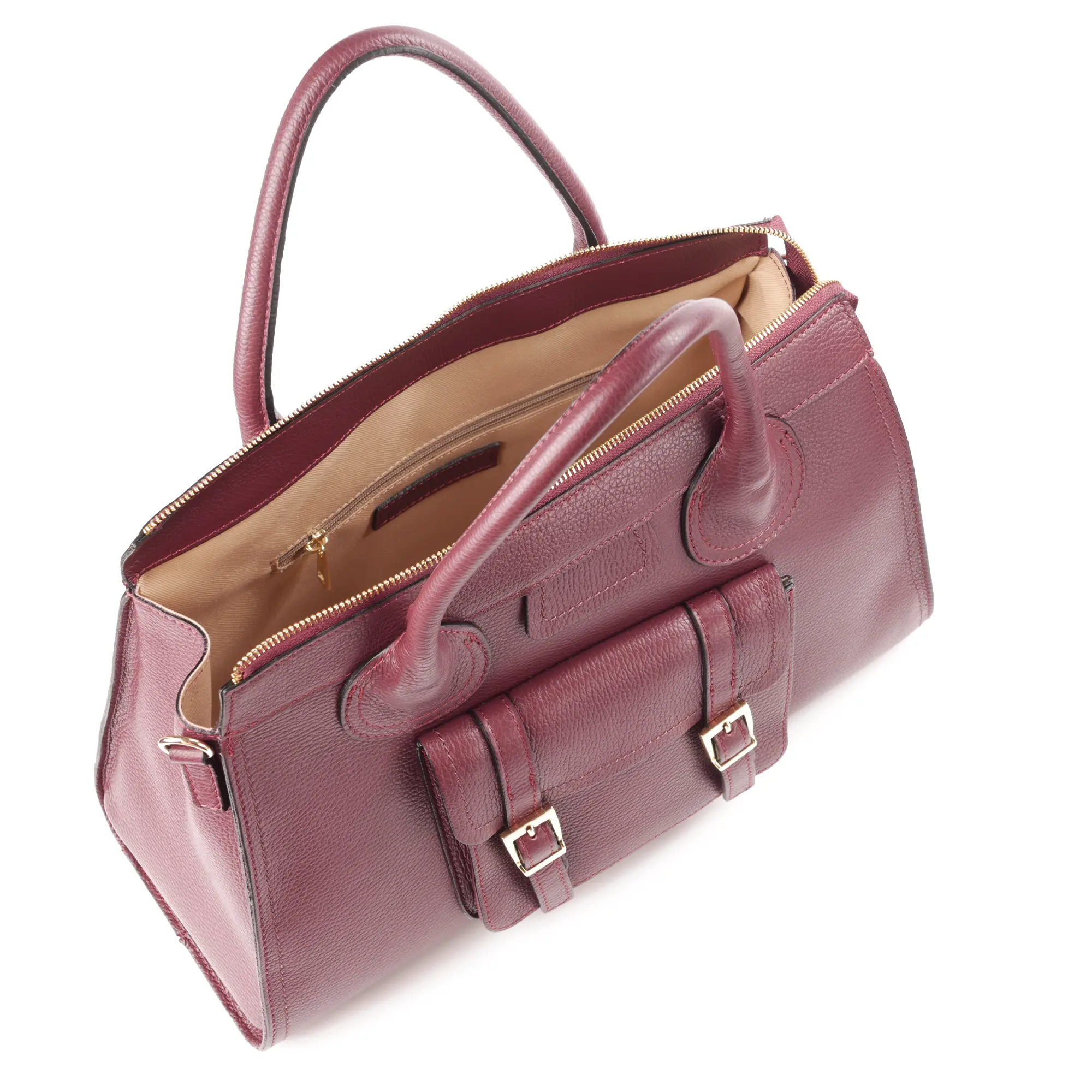 Geanta de dama mare din piele naturala Elara Large culoare Bordo [13]