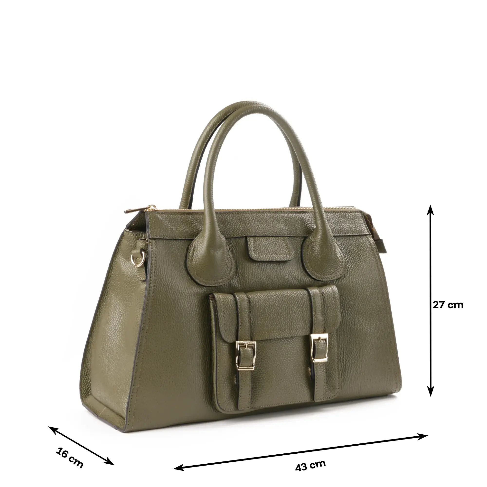 Geanta de dama mare din piele naturala Elara Large culoare Kaki [3]