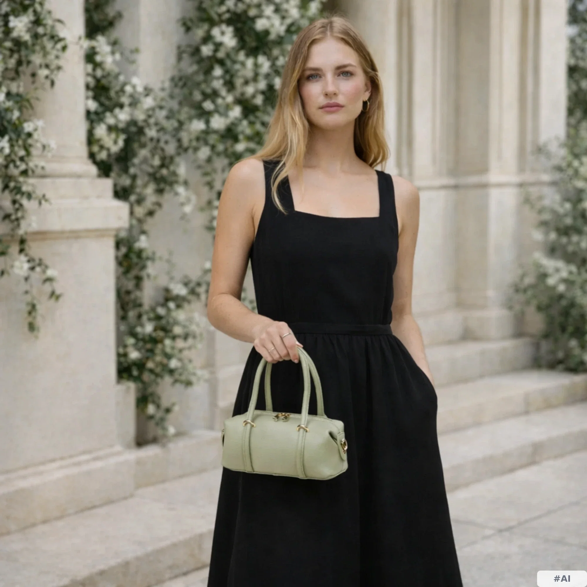 Geanta de dama Josephine din piele naturala Verde Deschis cu barete distinctive si accesorii aurii [7]