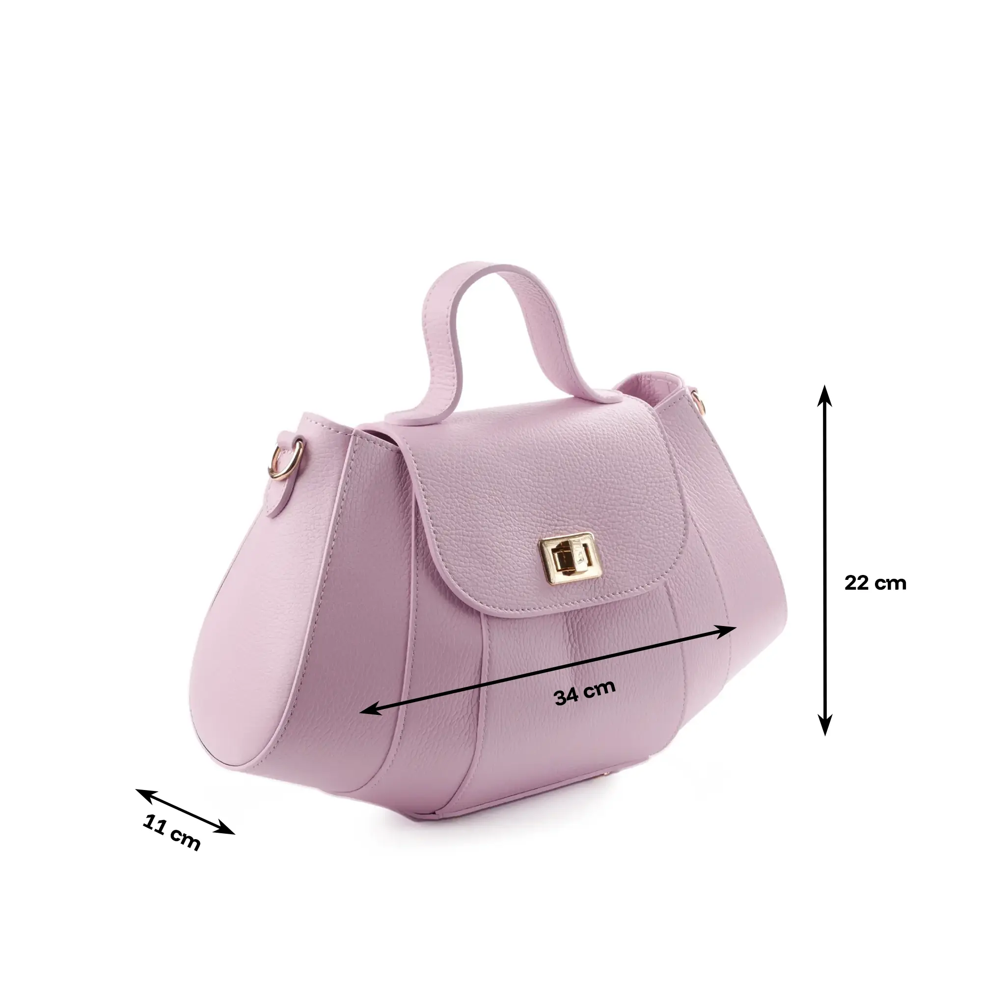 Geanta de dama Viviana roz pal din piele naturala, design croissant [2]