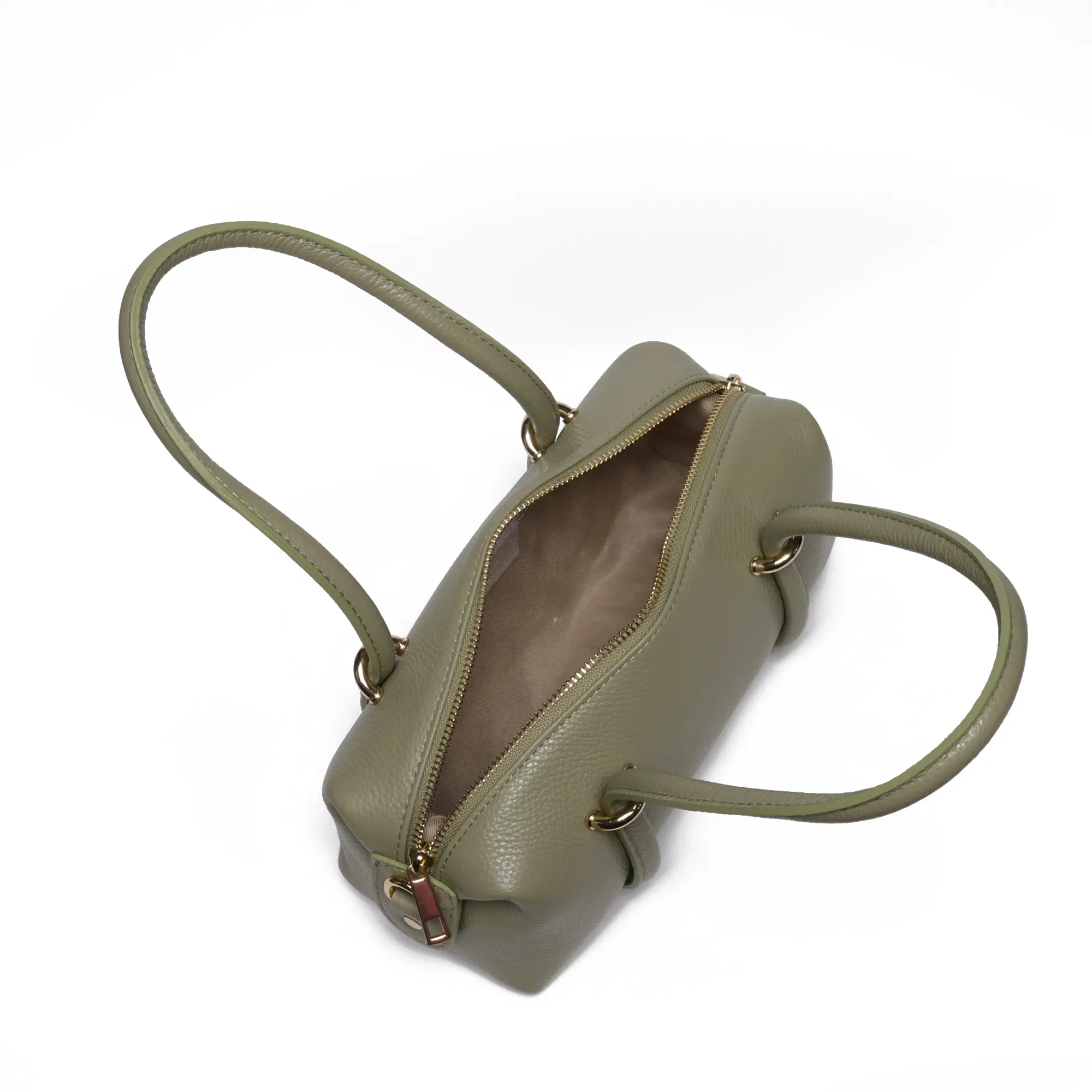 Geanta de dama Josephine din piele naturala Verde Deschis cu barete distinctive si accesorii aurii [7]