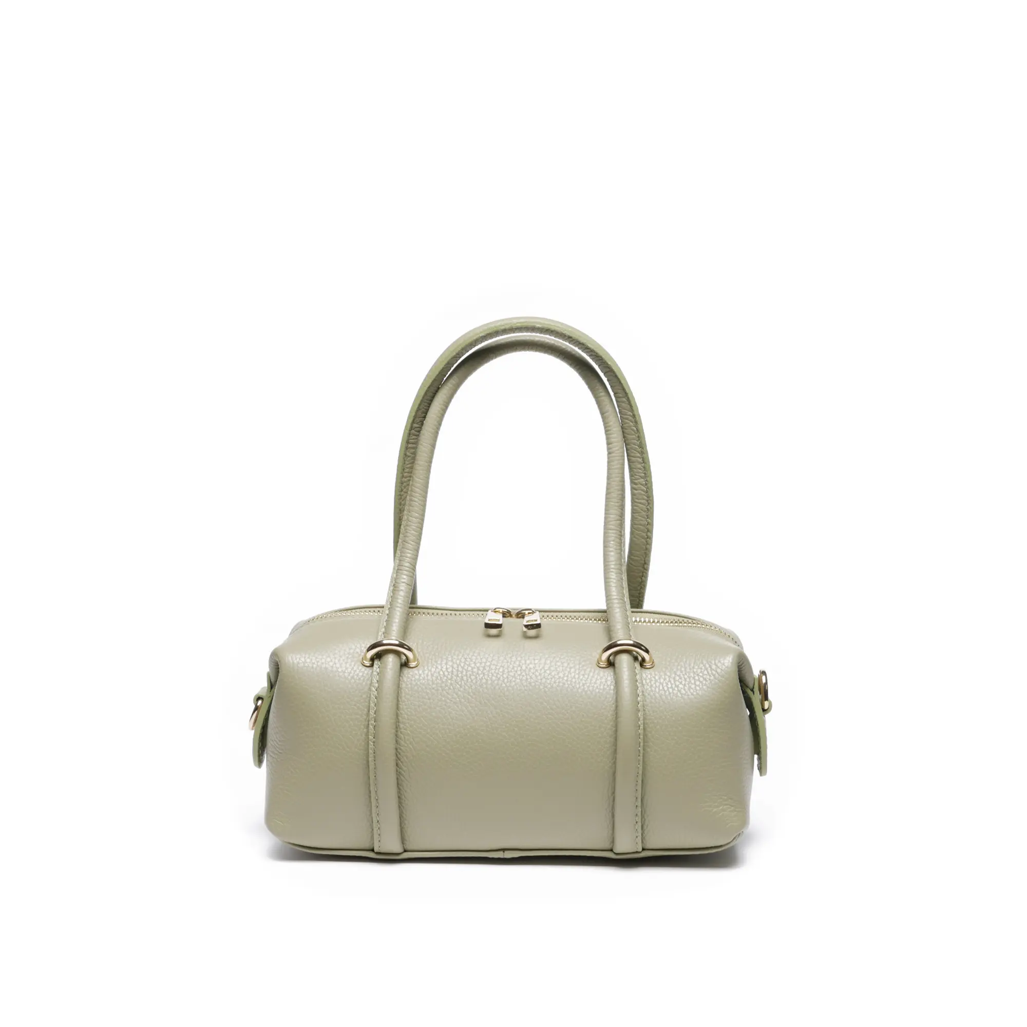 Genti Casual - Geanta de dama Josephine din piele naturala Verde Deschis cu barete distinctive si accesorii aurii