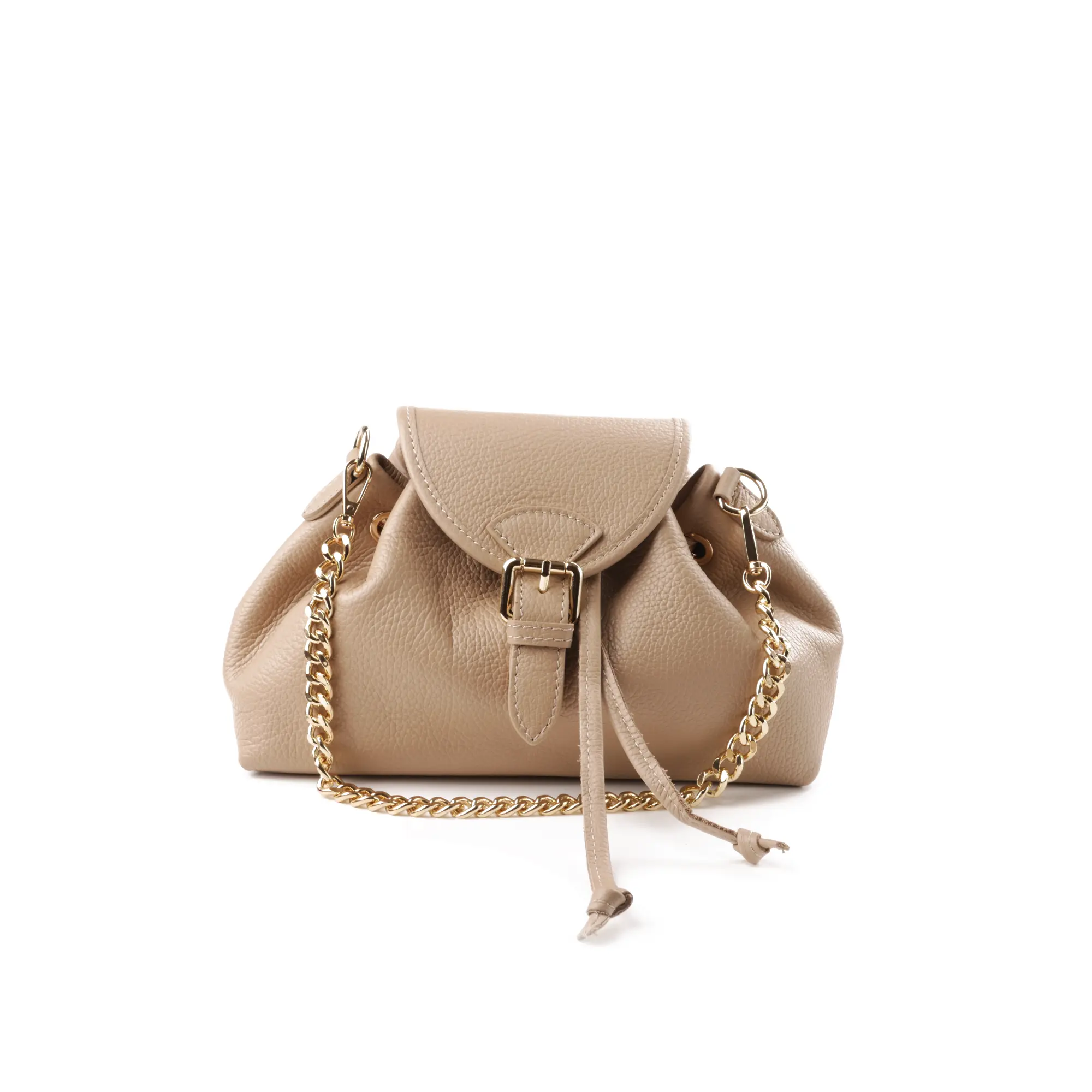 Genti Office - Geanta de dama Otilia din piele naturala culoare bej cu lant auriu