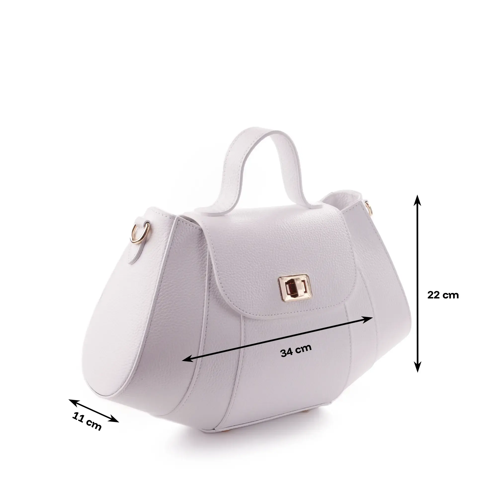 Geanta de dama Viviana alba din piele naturala, design croissant [1]
