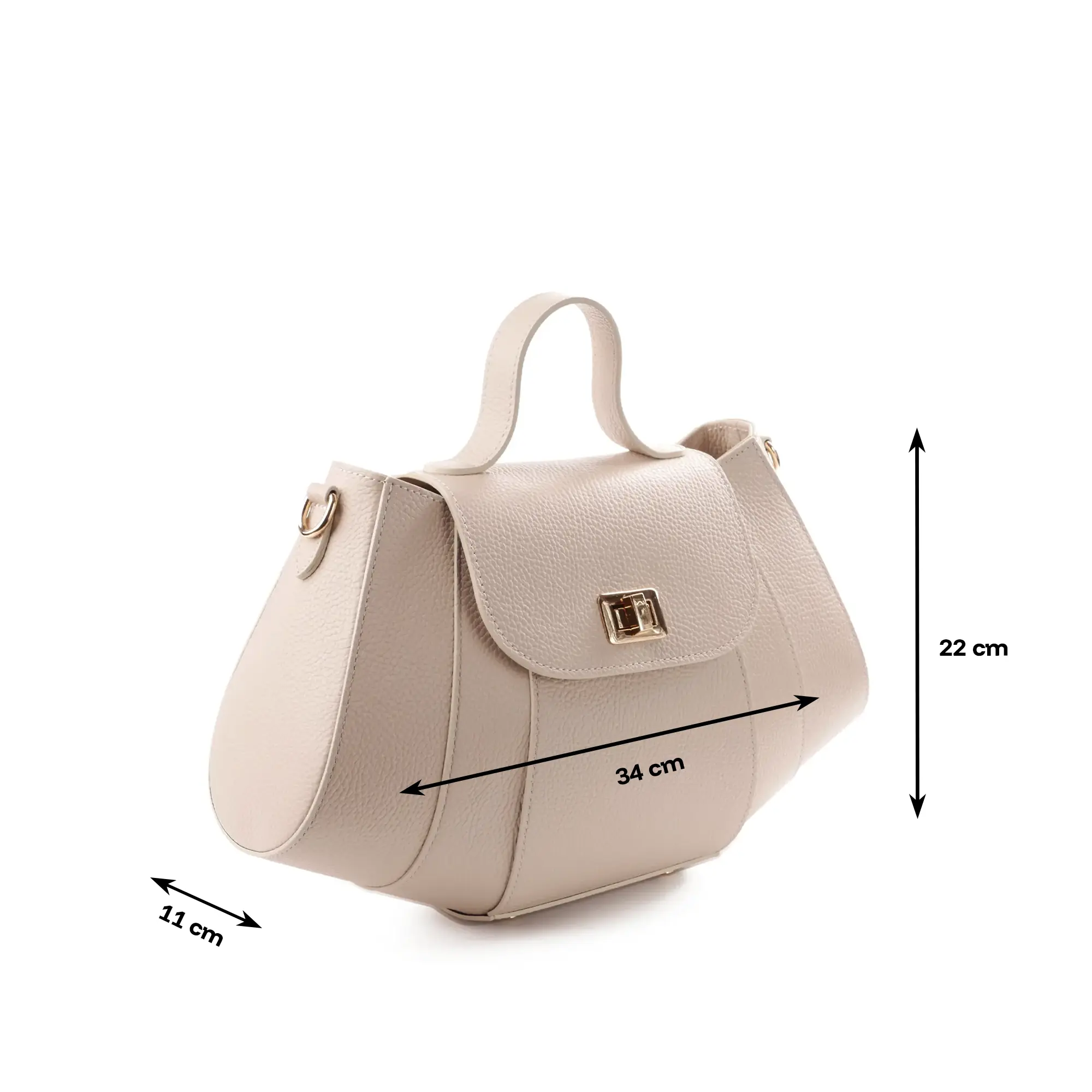 Geanta de dama Viviana crem din piele naturala, design croissant [1]
