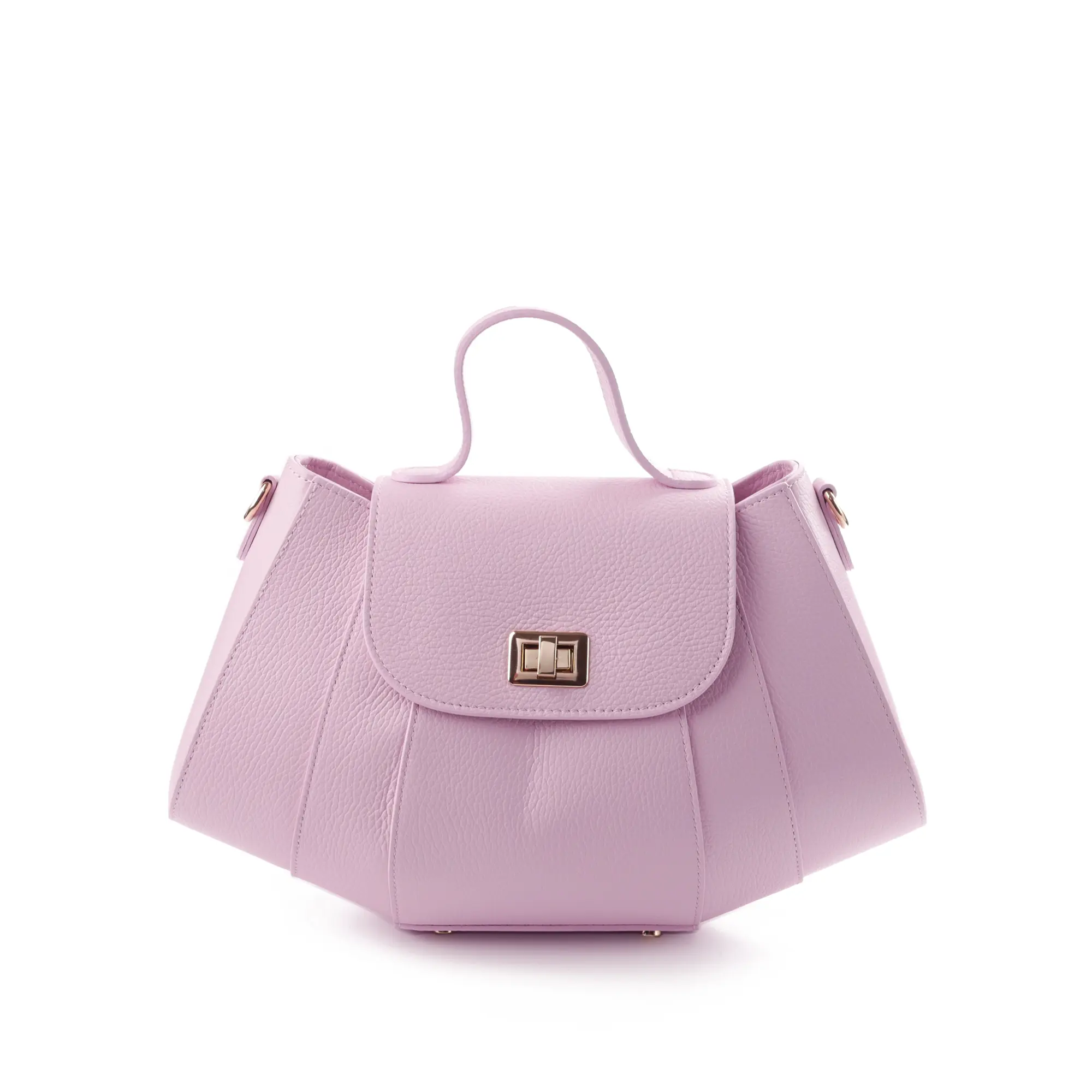 Genti Crossbody - Geanta de dama Viviana roz pal din piele naturala, design croissant