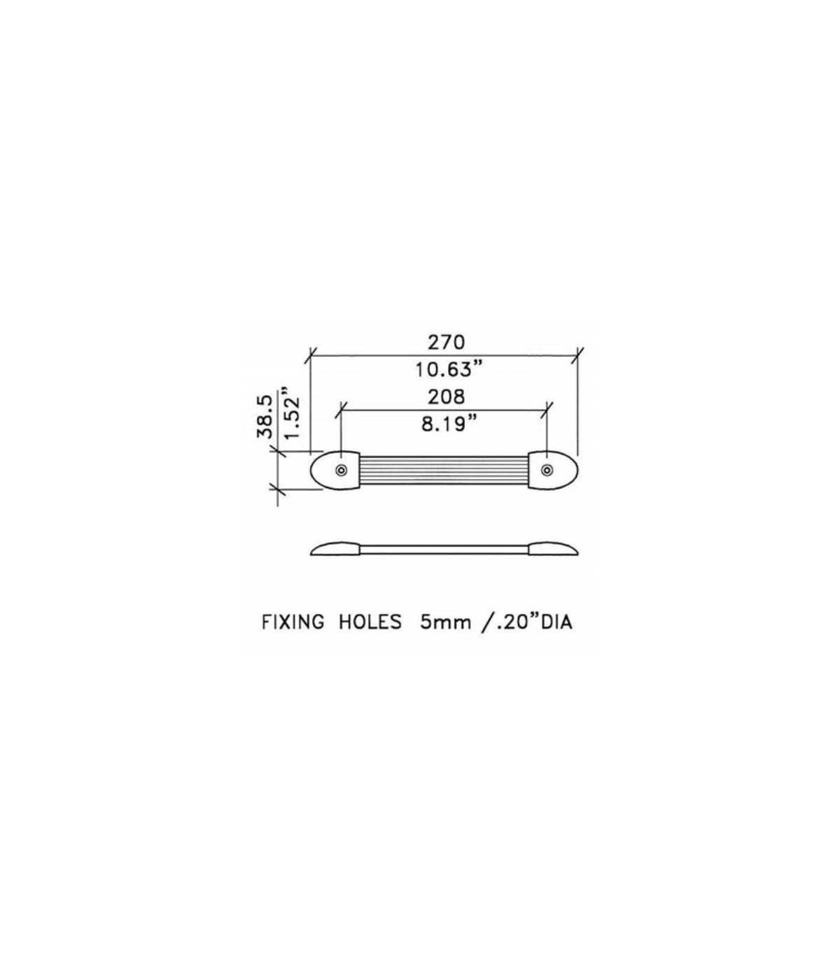 Penn Elcom Strap Handle with Plastic End Caps 270mm/10.63" H1009/01 [2]