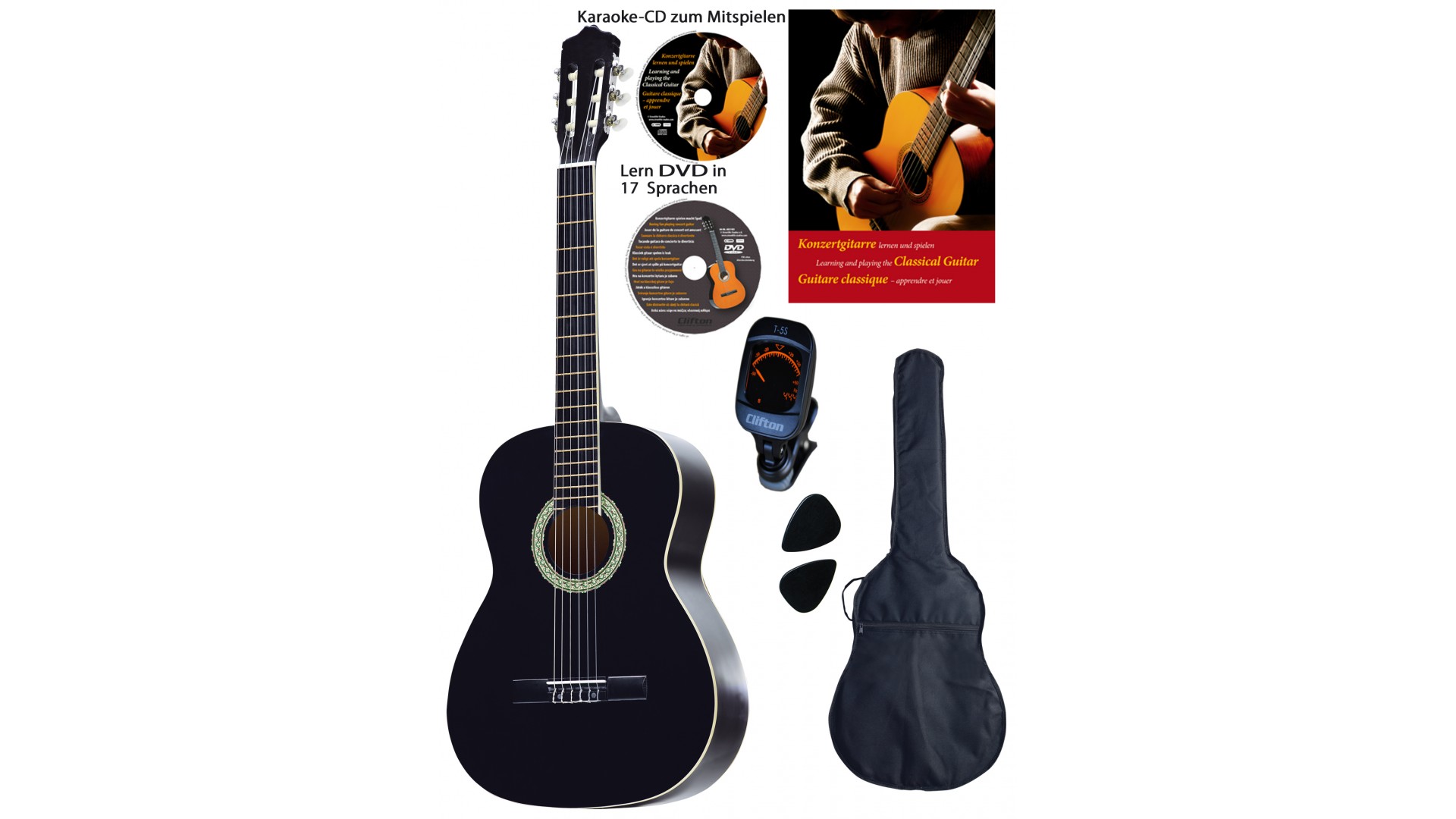 Chitare si bass - Clifton Valesca 39 4/4 Black Set