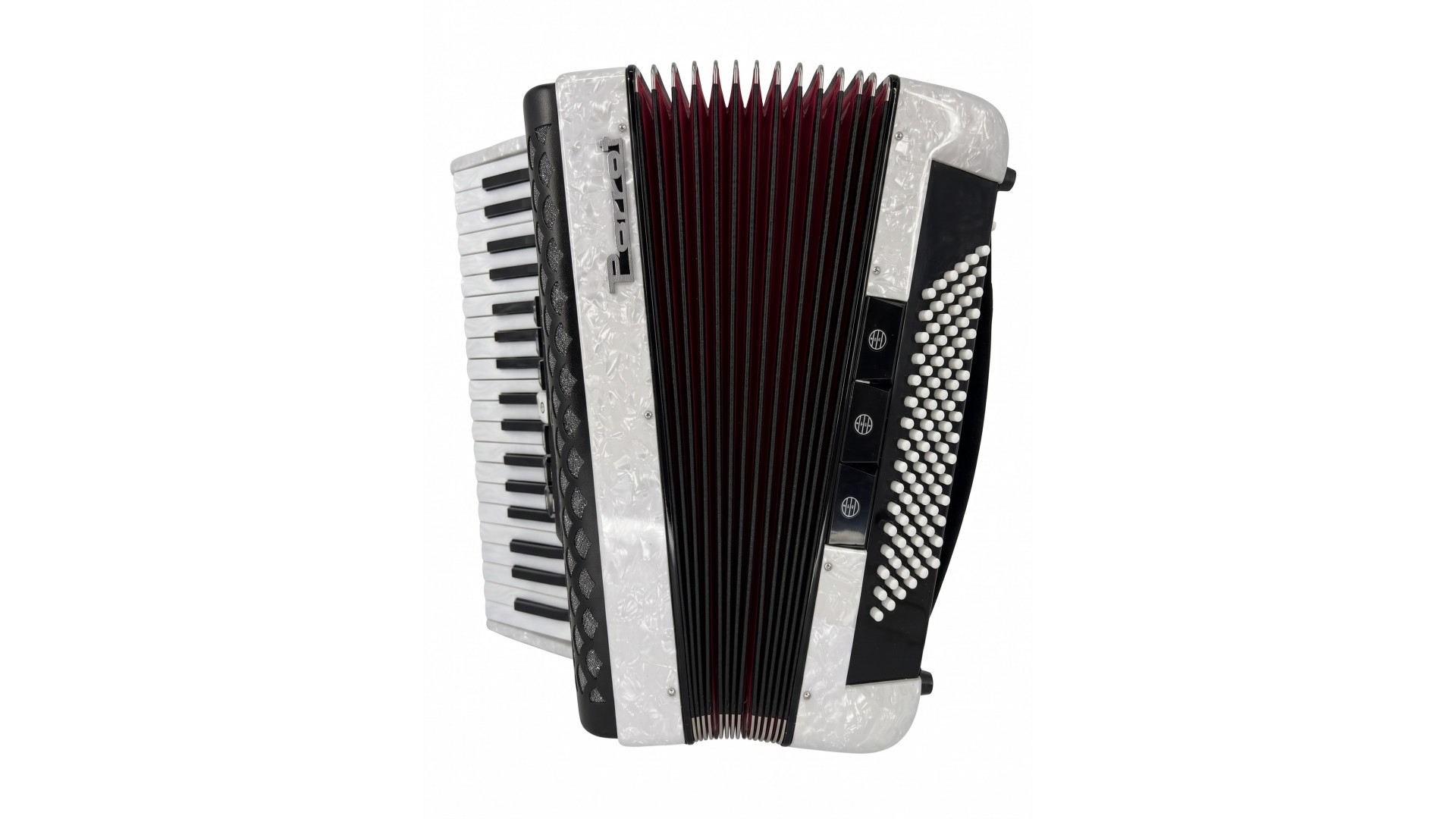 Acordeon acustic cu 37 de clape și 96 de bași, alb perlat - Parrot YW 871 WH [2]