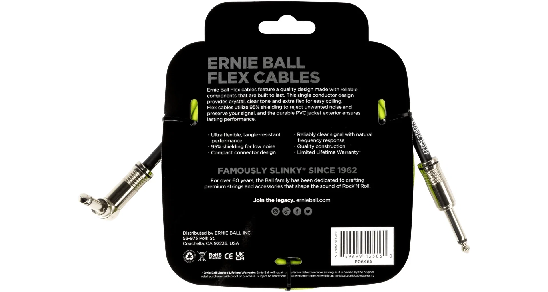 Cablu Ernie Ball 6465 Flexcable 3m Angle - Green [2]