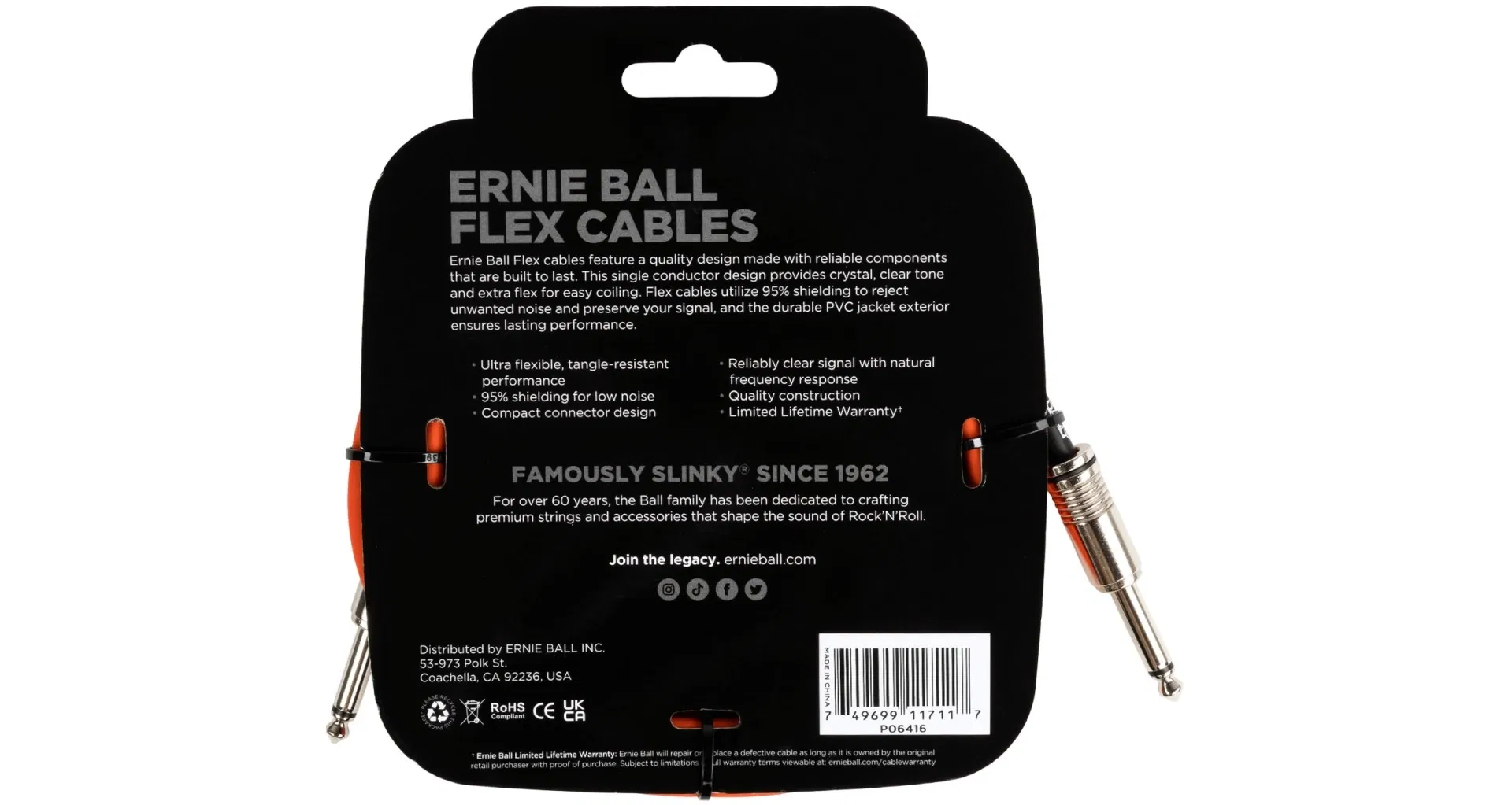 Ernie Ball 6416 Flexcable 3m - Orange [2]