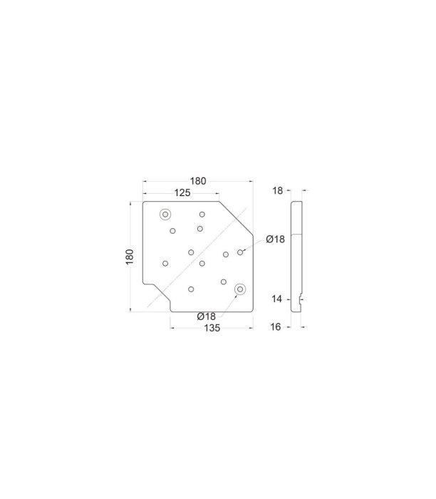 PE W9980 Three Way Castor Plate For 100MM Castors [2]