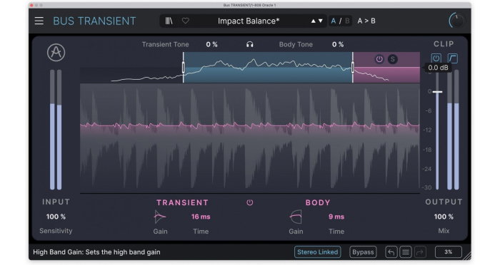 Plugin transient shaper Arturia Bus TRANSIENT [2]