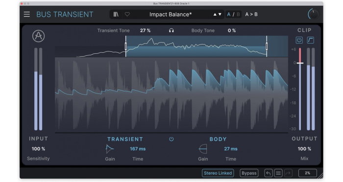 Plugin transient shaper Arturia Bus TRANSIENT [3]