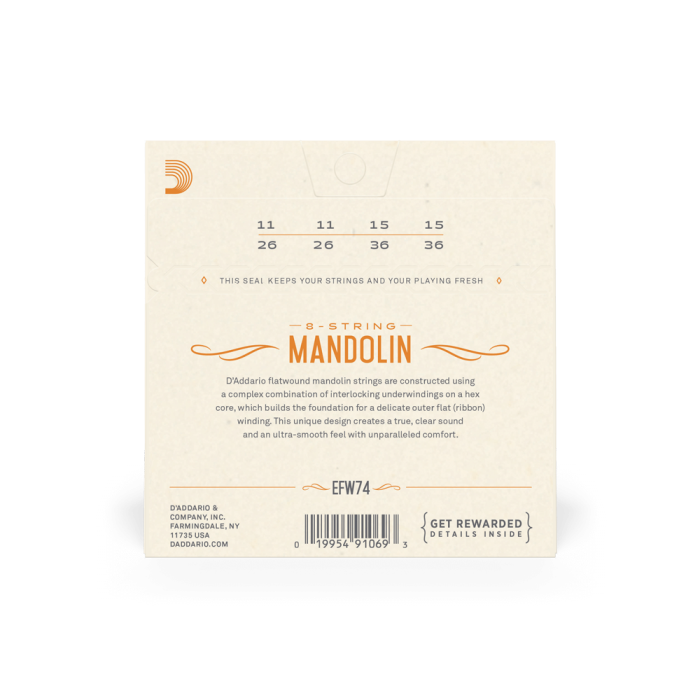 Set corzi mandolină DAddario EFW74 11-36 Medium Flatwound Stainless Steel [3]