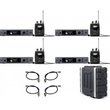 Monitorizare In-Ear - 4 x Sennheiser EW IEM G4 (A) + cabluri antena + case rack - pachet sistem wireless monitorizare in-ear