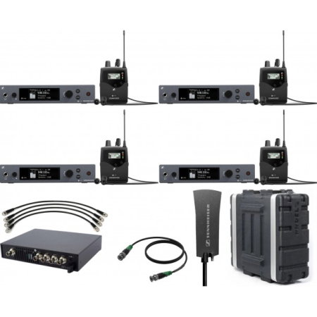 Monitorizare In-Ear - 4 x Sennheiser EW IEM G4 (A) + combiner + antena + case rack - pachet sistem wireless monitorizare in-ear