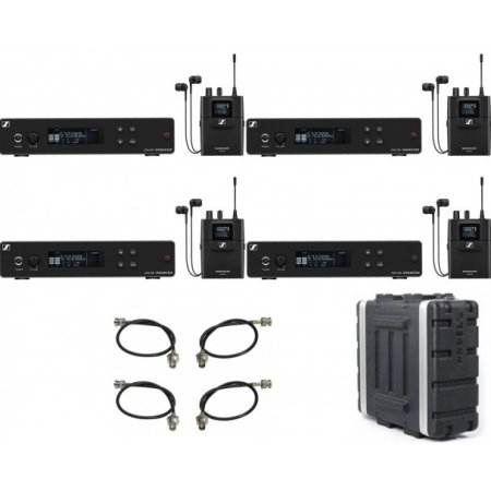 Monitorizare In-Ear - 4 x Sennheiser XSW IEM SET (A) + cabluri antena + case rack - pachet sistem wireless monitorizare in-ear