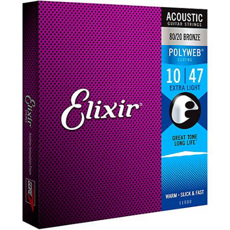 Corzi pentru chitara acustica - Corzi de chitara Elixir Polyweb Extra Light 11000