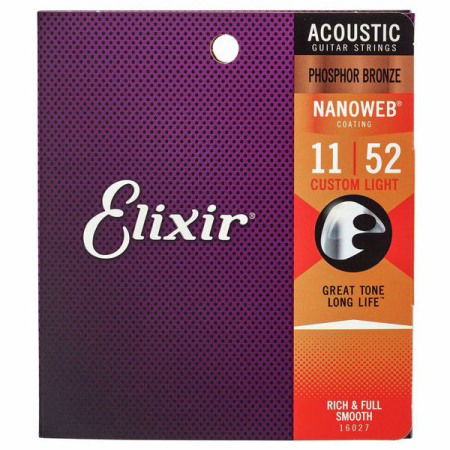 Corzi pentru chitara acustica - Corzi Elixir Nanoweb Custom Light Phosphor 11-52