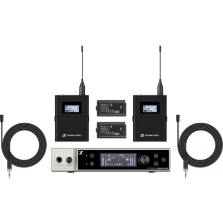 Microfoane wireless si sisteme - Sennheiser EW-DX MKE 2 Set (S1-10) - sistem wireless cu 2 microfoane lavaliera
