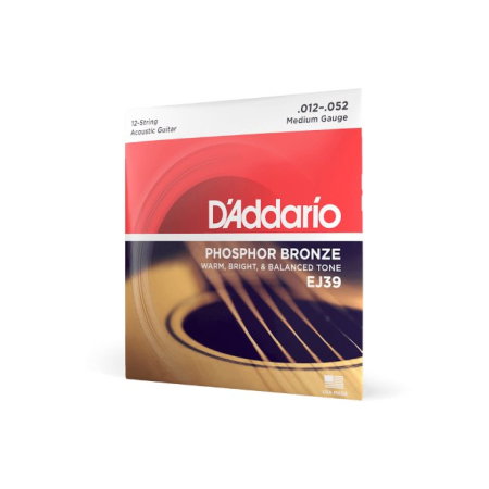 Chitare si bass - Set corzi D'Addario EJ39 12-52 pentru chitară acustică cu 12 corzi