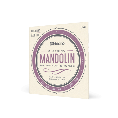 Instrumente traditionale - Set corzi mandolină DAddario EJ70 11-38 Medium/Light Phosphor Bronze Ball End