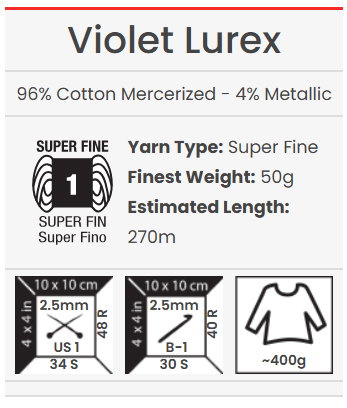 Fire de tricotat Violet Lurex YarnArt – imagine produs [2]