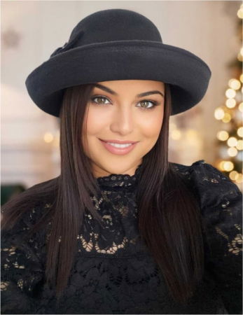 PALARII dama ELEGANTE - Palarie dama cu boruri mari si elegante si decor luxuriant GLORIOSSA (NEGRU) - marime unica, reglabila