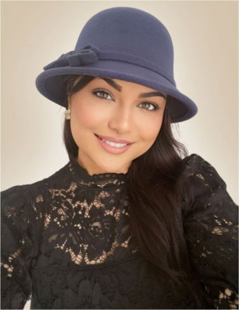 PALARII dama ELEGANTE - Palarie de dama cu boruri rotunde MONALISA (BLEUMARIN) - marime unica, reglabila