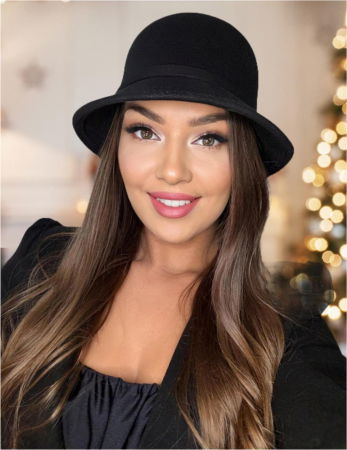 PALARII dama ELEGANTE - Palarii dama cu boruri rotunde MISS (NEGRU) - marime unica, reglabila