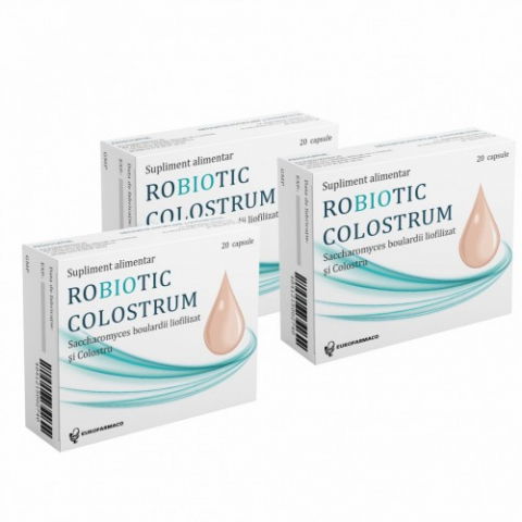 Afectiuni digestive - Robiotic colostrum pachet 3 cut. x 20 caps.veg.gastrorez. Zephyr Labs