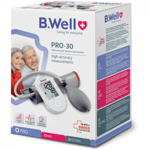 Produse tehnico-medicale - Tensiometru digital semi-automat de brat, manseta M-L B.Well PRO-30 Zephyr Labs
